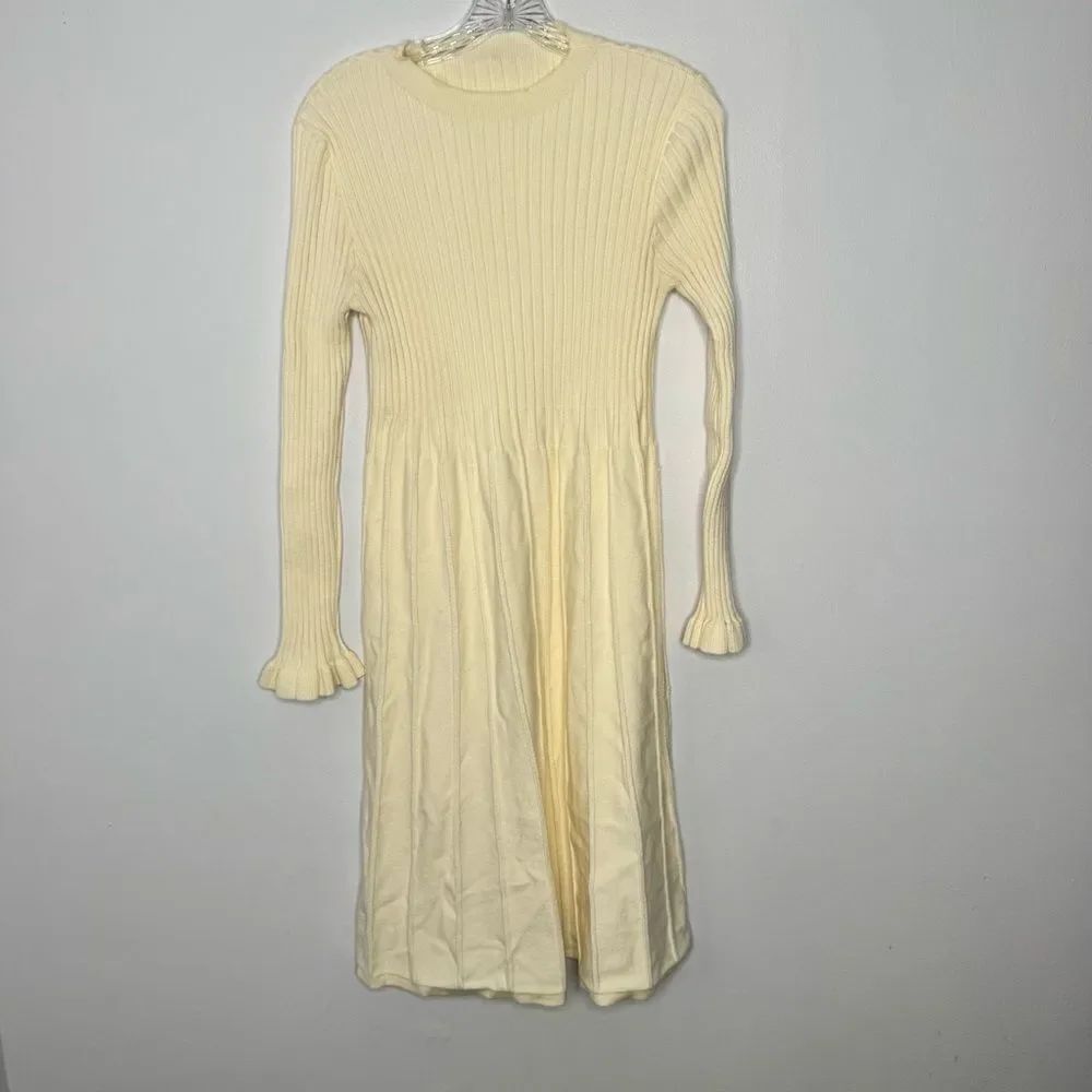 Chicwish Cream Ribbed Knit Kids Dress